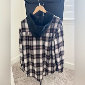 Pink blush hooded button up flannel